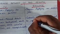 Learn the Difference between CV and Resume @learncommunolizer