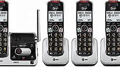 AT&T BL102-4 DECT 6.0 4-Handset Cordless Phone for Home with Answering Machine, Call Blocking, Caller ID Announcer, Audio Assist, Intercom, and Unsurpassed Range, Silver/Black
