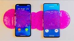 Samsung Galaxy S10 vs iPhone 10 Slime Incoming Call