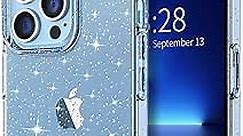 Hython Case for iPhone 13 Pro Max Case Glitter, Cute Sparkly Clear Glitter Shiny Bling Sparkle Cover, Anti-Scratch Hard PC Slim Fit Shockproof Protective Phone Cases for Women Girls, Clear Glitter