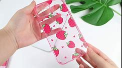 MZELQ Compatible with iPhone 15 Pro Max Case Strawberry Bling Glitter Cute Pattern, Shockproof Cute Strawberry Crystal Clear Phone Case + 1* Screen Protector, Full Body Protection Cover -Pink