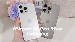 ✨ iPhone 15 Pro Max (White Titanium & Natural Titanium) Unboxing + Accessories 📱