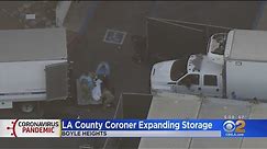 10 Mobile Morgues Set Up Outside LA County Coroner's Building As COVID-19 Deaths Increase