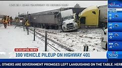 100-vehicle pileup on Hwy 401 near London, Ontario