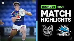 Warriors v Sharks Match Highlights | Round 21, 2021 | Telstra Premiership | NRL
