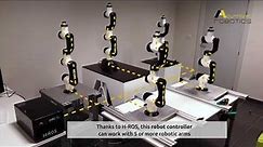 Robot coordination: Distributed (sub-microsecond) synchronization of 5 robotic arms through ROS 2.