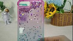 Gritup iPhone 6 Plus Case, iPhone 7 Plus Case, iPhone 8 Plus Case with HD Screen Protector for Girls Women, Cute Clear Gradient Glitter Liquid TPU Slim Phone Case for Apple iPhone 6S Plus Teal/Purple
