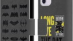 Head Case Designs Officially Licensed Batman DC Comics Comic Logos Leather Book Wallet Case Cover Compatible with Apple iPhone 11