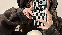 Tewwsdi Furry Checkered Case for iPhone 13 Cute Design,Funny Eyes Case for iPhone 13 Kawaii Fluffy Back Cover,Furry Protective Girly Case for iPhone 13 6.1inch(Eyes)