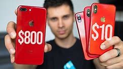 $10 RED iPhone X Skin vs $800 RED iPhone 8