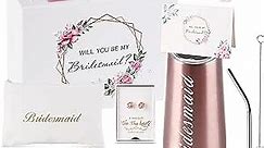 DHQH Bridesmaid Proposal Gifts Box Sets From Bride,Will You Be My Bridesmaid,6 oz Bride Tribe Stainless Steel champagne glasses Bachelorette Party SPA Gifts Bridal Showers