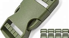 Plastic Buckles for Straps 1": Quick Side Release Buckle Clip 4 set + Tri-Glide Slide 8 pcs Fit 1 inch Wide Nylon Strap Webbing Belt, Heavy Duty Dual Adjustable No Sew, Backpack Parachute Replacement