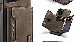 SZHAIYU 2 in 1 Detachable Back Cover Compatible with iPhone 13 Wallet Case with Card Holder Leather Pocket Slim Phone Cases 6.1'' (Coffee)