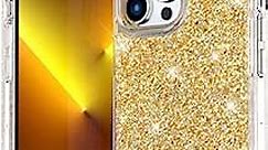 FLOVEME for iPhone 13 Pro Max Case Gold, [Golden Glitter] Sparkle Clear & Shockproof Protective Slim Phone Cover, Golden Twinkle Case for iPhone 13 Pro Max Case(6.7'')- Golden Glitter