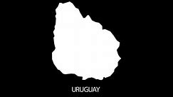 Digital revealing and zooming in on Uruguay Country Map Alpha video with Country Name revealing background | Uruguay country Map and title revealing alpha video for editing template conceptual