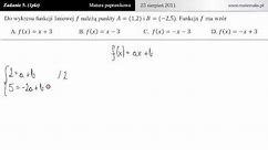 5. Funkcja liniowa [matura poprawkowa z matematyki 2011]