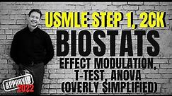 USMLE STEP 1: EFFECT MODULATION vs. CONFOUNDING; t-test, ANOVA (Simplified)...