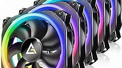 Antec RGB Fans, PC Fans 120mm RGB Fans, 5V-3PIN Addressable RGB Fans, Motherboard SYNC with 5V-3PIN, 120mm Fan 5 Packs with controller, Prizm Series RGB Fans