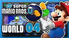 New Super Mario Bros. U Part 4 - World 4: Sparkling Waters! (4 Player)