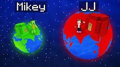 Mikey TINY Planet vs JJ GIANT Planet Survival Battle in Minecraft (Maizen)