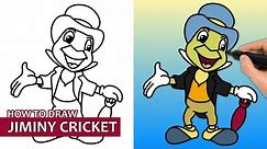 How To Draw Jiminy Cricket (Easy Drawing Tutorial)