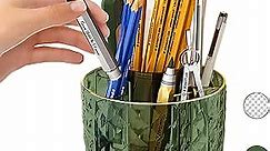 Pen Holder for Desk, 6 Slots 360° Degree Rotating Desk Organizers - Pencil Pen Organizers for Desk - Pencil Holder for Desk - Pencil Cup Pot for Office School Home Art Supply (Dark Green)
