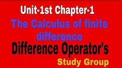 The Calculas of Finite Differences (Lecture-1) (Shifting , forward,backward Operators)(Numerical An)