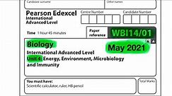 Pearson Edexcel International A level biology unit 4 May 2021