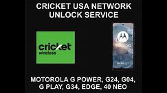 Motorola Cricket Unlock Service, All Models