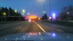 Hwy 95 late night traffic signal flashing yellow for thru traffic and flashing red for cross traffic