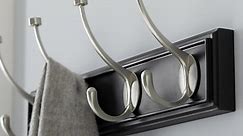 Home Decorators Collection 18 in. Black Snap Install Hook Rack with 4 Satin Nickel Pill Top Hooks 63095