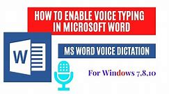 Enable Dictation In Word 2019 | How To Enable Voice Typing In Microsoft Word