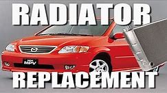 How to REPLACE a RADIATOR on a MAZDA MPV LEAKING COOLANT CRACKED