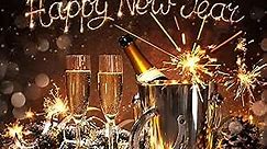 BELECO 9x6ft Fabric Happy New Year Backdrop 2024 New Years Eve Celebration Backdrops New Year Party Decorations Banner Champagne Bucket Horseshoe Lucky Charm Photography Background Photo Studio Props