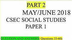 part 2: CSEC Social Studies 2018 paper 1 ( part 2)
