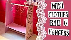 DIY Miniature CLOTHES RAIL & HANGERS for Barbie/Sindy Dolls House How to make mini FURNITURE RACK
