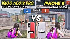 IQOO NEO 9 PRO VS IPHONE 11 GAMING TEST IN 2024🔥•iOS VS ANDROID•IQOO NEO 9 PRO 90FPS•IPHONE 11 60FPS