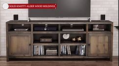 Bridgevine Home Joshua Creek Rustic TV Stand Console, 74 Inches, Accommodates TVs up to 85 inches, Fully Assembled, Knotty Alder Solid Wood, Barnwood Finish