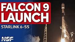 SpaceX Falcon 9 Launches Starlink 6-55