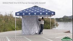EAGLE PEAK Commercial Pop up Canopy with 1 Sidewall, Heavy Duty Canopy Tent 10x10, Roller Bag and 4 Weight Bags, Red