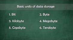 Basic units of data storage | bits bytes kilobytes megabytes gigabytes terabytes