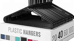 Clothes Hangers Plastic 40 Pack - Black Plastic Hangers - Makes The Perfect Coat Hanger and General Space Saving Clothes Hangers for Closet - Percheros Ganchos para Colgar Ropa Hangars