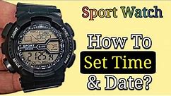 Digital Sport Watch Instructions | How To Change Time, Day & Date? (Setting)