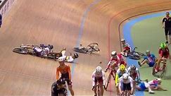 Huge Crash Mens Omnium Elimination Race - 2014 UCI Track Worlds