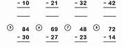 1 and 2 Digit Subtraction Worksheets