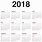 2018 Yearly Calendars On One Page
