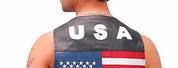 American Flag Worn On Leather Vest