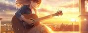 Anime Girl Playing Guitar Drawing