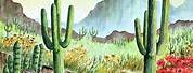 Arizona Desert Watercolor Cactus