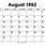 August 1992 Calendar